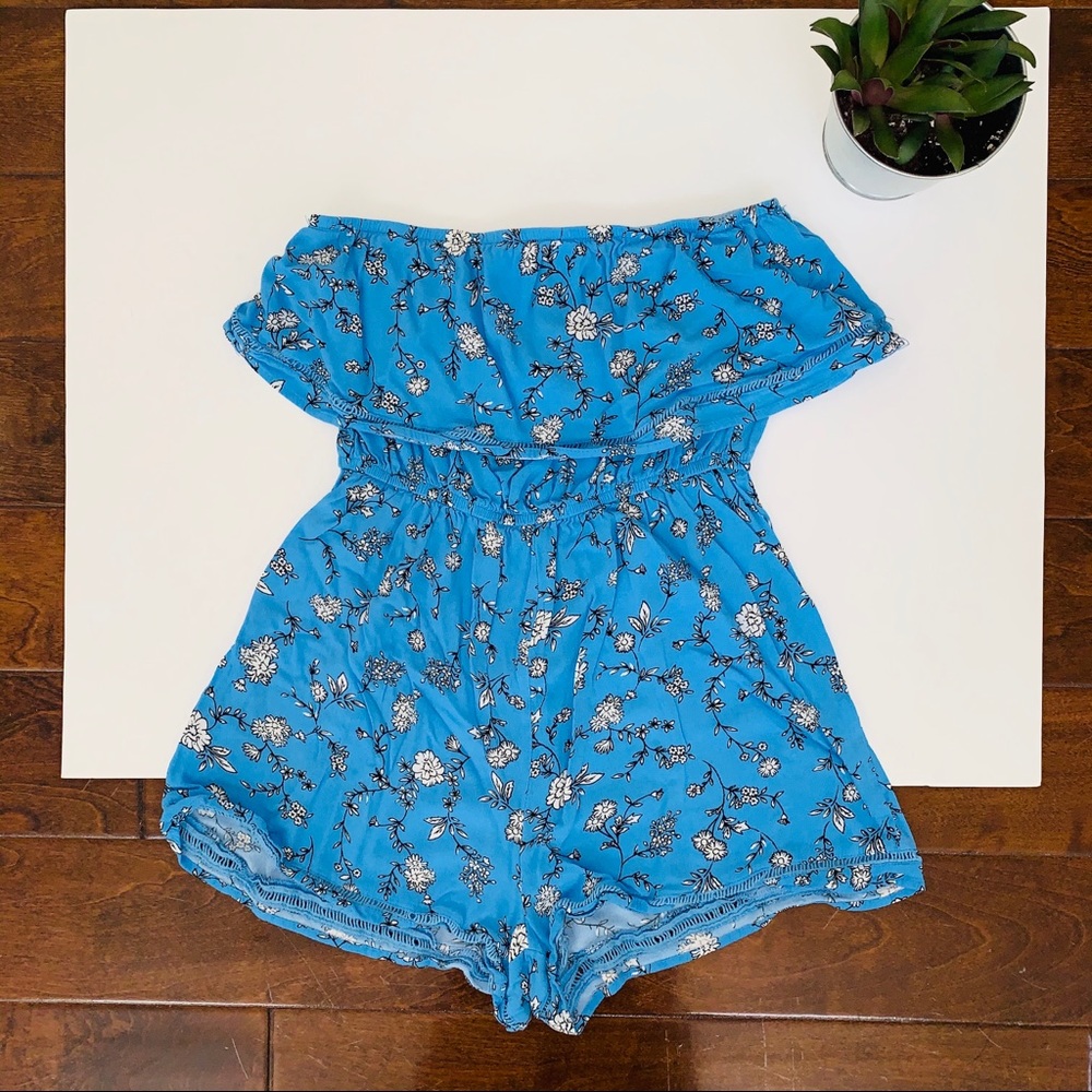 Cotton On Strapless Blue Floral Print Romper - Picture 4 of 6